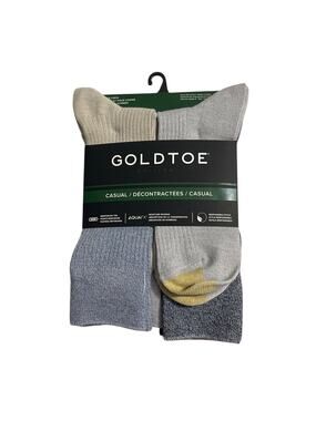 Gold Toe Goldtoe Mens Shoe Size 6-12.5 Casual Ribbed Crew Socks 6 Pack AquaFX